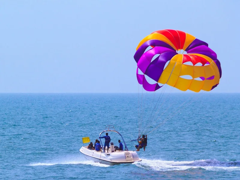 Parasailing canopy and boat at Elephant Beach
