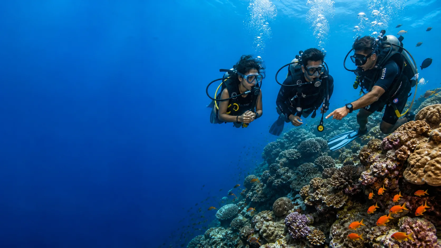 Illustrative scuba dive with an instructor